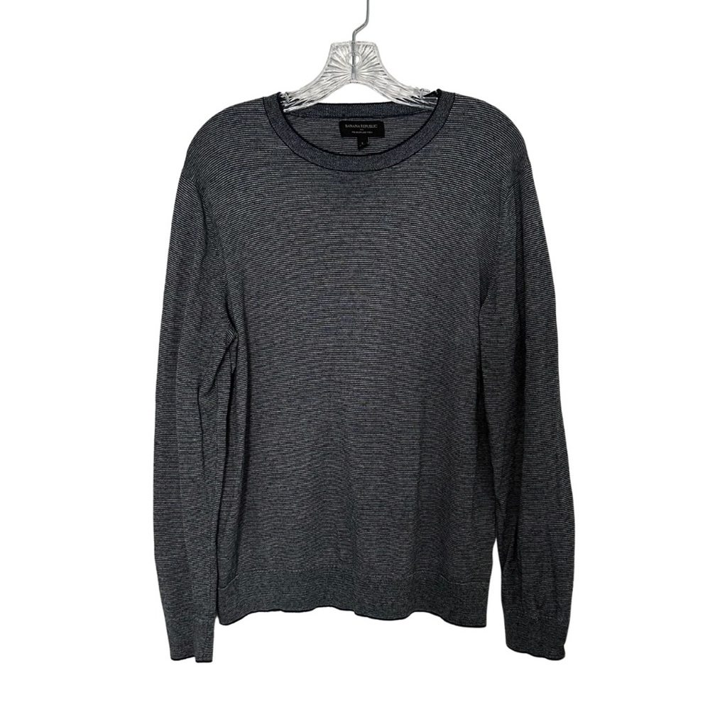Banana Republic Premium Luxe Yarn Crew Neck Sweater Grey Cashmere Silk Size L